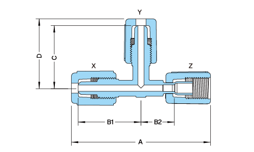 PFA 變徑省空間三通接頭PFA Compact Reducing Tee Fitting